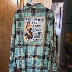 Angry Minnow GRAPHIC Flannel Well Well Well Ladies Size LG